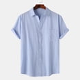 thumbnail image 1 of Xunlbb Mens Shirt Mens Casual Button Down Shirts Men Casual Solid Turndown Short Sleeve Button Closure Shirt Hawaii Blouse, S-2XL, 1 of 9