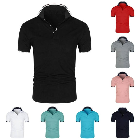 Xunlbb Mens Shirt Mens Casual Button Down Shirts Men Solid Color Sports T-shirt Casual Fashion Button Lapel Short Sleeve Top, M-4XL