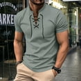 thumbnail image 1 of Xunlbb Mens Shirt Mens Casual Button Down Shirts Men Casual Solid Sports Short-sleeved V-neck Lacing Fitness Training Clothes T-shirt Top Gift for Him, S-3XL, 1 of 7