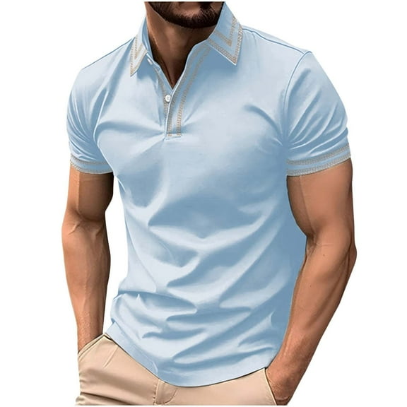 Xunlbb Mens Shirt Mens Dress Shirts Man Fashion Leisure Solid Color Versatile Button Turndown Collar Short Sleeve Top on Clearance, S-3XL