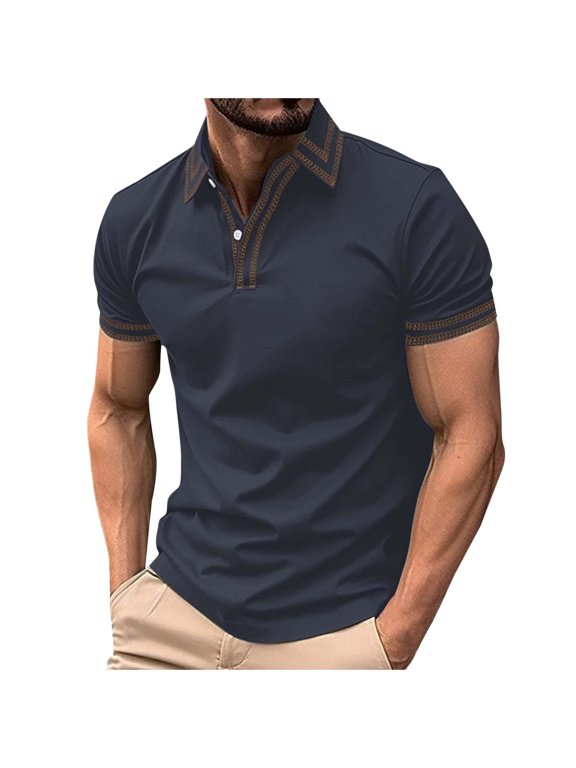 Mens Shirt Mens Dress Shirts Man Fashion Leisure Solid Color Versatile Button Turndown Collar Short Sleeve Top on Clearance, S-3XL