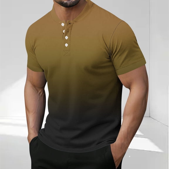 Xunlbb Mens Shirt Mens Dress Shirts Men's Fashionable Short Sleeved Button Round Neck Casual Solid Color Top Gift for Him, M-3XL