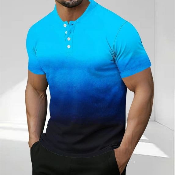 Xunlbb Mens Shirt Mens Dress Shirts Men's Fashionable Short Sleeved Button Round Neck Casual Solid Color Top Gift for Him, M-3XL