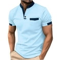 thumbnail image 1 of Xunlbb Mens Shirt Mens Dress Shirts Men's Patchwork Pocket Fallow Button Round Neck Sports Short Sleeve Shirt on Clearance, S-3XL, 1 of 5