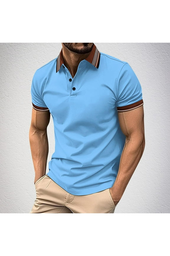 Mens Shirts Short Sleeve, Men's Pullover Printing Button Short Sleeve Turndown Collar Blouse Shirt Gift for Mmen, Sky Blue M
