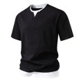 thumbnail image 1 of Xunlbb Mens Shirt T-Shirt for Men Man Double Fashion Fake Two Short Sleeve T-shirt Large Size Fallow Base Shirt Gift for Him, S-2XL, 1 of 4
