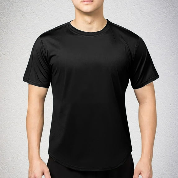 Xunlbb Mens Shirts Clearance Men's Casual And Fashionable Solid Color Round Neck Short Sleeved Sports And Fitness Training Top S-3XL