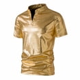 thumbnail image 1 of Xunlbb Mens Shirts Short Sleeve Clearance! Men's Solid Color V-Neck Sports Short-Sleeved Top Shirt on Clearance, Gold S, 1 of 4