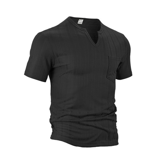 Xunlbb Mens Shirts Short Sleeve T Shirts, Man Europe And America Summertime Thin Solid Color Short Sleeve Polyester Flax Imitation Small Turndown Collar Shirt Shirt on Clearance, Black 3XL