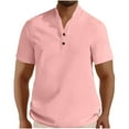 thumbnail image 1 of Large Shirts for Men, Xunlbb Men's Solid Color Fallow Button V-Neck Sports Short SleeveShirt, 1 of 5