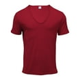 thumbnail image 1 of Xunlbb Mens Shirts Short Sleeve T Shirts, Men's Vintage Strip Short Sleeve T-shirt U-neck Pullover Round Neck Casual on, Red L, 1 of 8