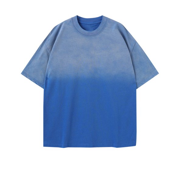 Xunlbb Mens Short Sleeve Man Style Gradient Make Old Motion Leisure Bodybuilding Short Sleeve T-shirt S-3XL