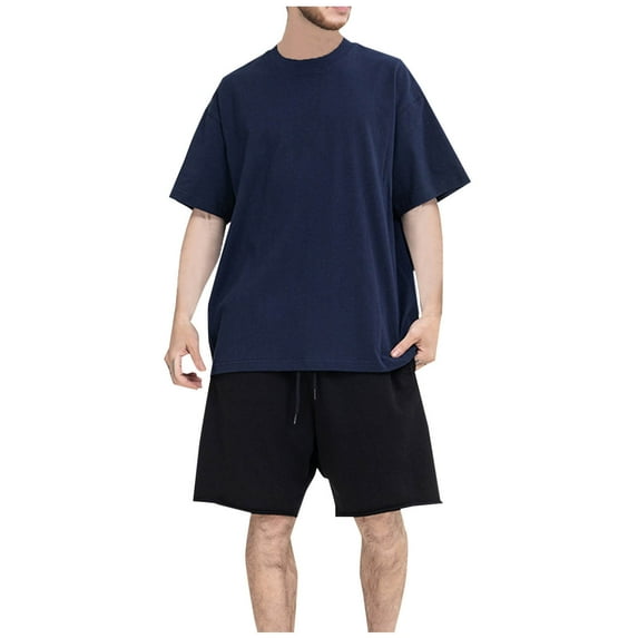 Xunlbb Mens Short Sleeve Men's Solid Color Sports Leisure And Fitness Sleeved T-shirt Sleeve Round Neck Short Sleeve S-2XL