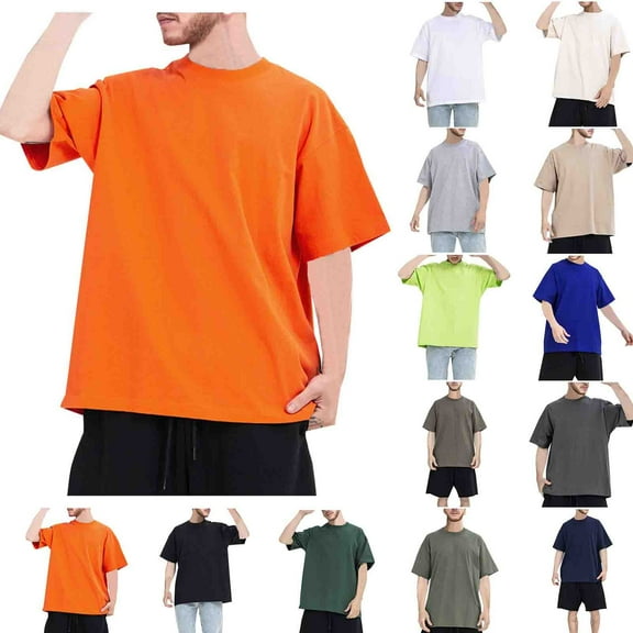 Xunlbb Mens Short Sleeve Men's Solid Color Sports Leisure And Fitness Sleeved T-shirt Sleeve Round Neck Short Sleeve S-2XL