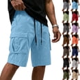 thumbnail image 1 of Cotton Cargo Shorts for Men Elastic Waist Drawstring, Relaxed Fit Side Multi-Pocket Lightweight Breathable Summer Work Shorts for Outdoor Hiking Travel Casual Wear, S-4XL, 1 of 5