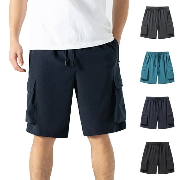Xunlbb Mens Shorts Clearance Cargo Shorts for Men, Mens Casual Fashion Solid Drawstring Elastic Waist Multiple Pockets Shorts, M-3XL