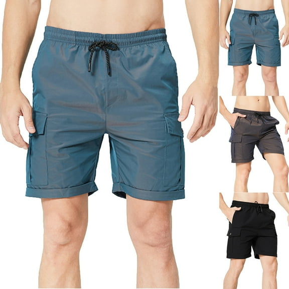 Xunlbb Mens Shorts Summer Savings Clearance Cargo Shorts for Men, Men's Leisurel Workwear Loose Twill Color Change Drawstring Multi-pocket Shorts, S-2XL