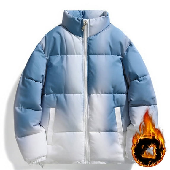 Xunlbb Mens Zipper Hoodie, Men's Winter Solid Color Stand Collar Down Jacket Zipper Cardigan Pocket Long Sleeve Padded Jacket Coat M-4XL