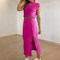 thumbnail image 1 of Xunlbb New Trendy Women's Dresses Women's Summer Solid Color Sleevless Crew Neck Skirt Suit Size S-2XL Holiday Party Clearance, 1 of 9