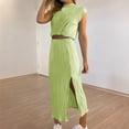 thumbnail image 1 of Xunlbb New Trendy Women's Dresses Women's Summer Solid Color Sleevless Crew Neck Skirt Suit Size S-2XL Holiday Party Clearance, 1 of 9