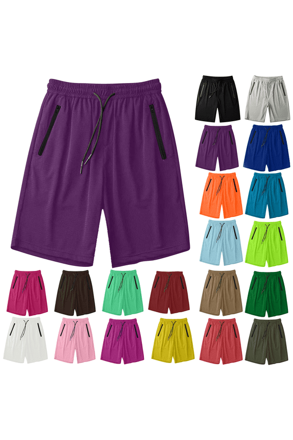 Pants for Men and Women Clearance! Men and Women's solid color pocket summer ice silk drying running shorts on Clearance,Purple L