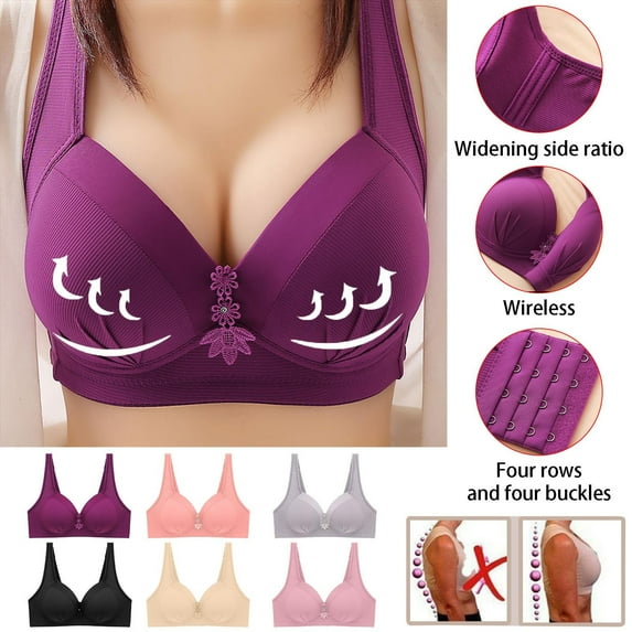 Xunlbb Plus Size Bras for Women,Women's Bra Soild Wire Underwear One-Piece Bra Everyday Back Buckle Underwear on Clearance M-3XL