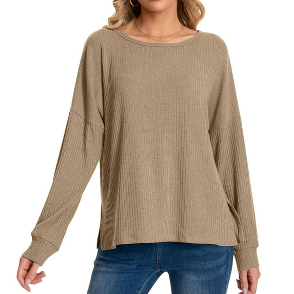 Xunlbb Plus Size Tops for Women, Women's Solid Color Long-sleeved Pullover Casual Fashion Top S-2XL Gifts for Her