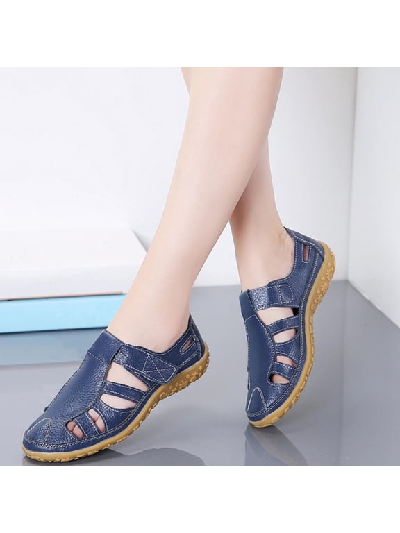 Sandals for Women Women's Summer Leather Sandals Comfortable Soft Soled Mom Shoes Paste Casual Shoes Beach Sandals for Woman on Clearance