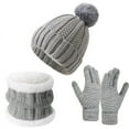 thumbnail image 1 of Xunlbb Scarf Set Winter Warm Hat Scarf Gloves European And American Winter Knitted Warm Gloves Hats Scarves Three Piece Set With Thick Velvet And Hat Christmas Gift on Clearance, 1 of 3