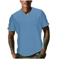 thumbnail image 1 of Xunlbb Short Sleeve for Men Mens Shirt Men Casual Solid with Pockets Sports Short-sleeved V-neck Fitness Training Clothes T-shirt Top Gift for Him, S-3XL, 1 of 5