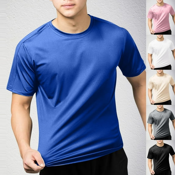 Xunlbb Men's Classic Short Sleeve Men's Casual And Fashionable Solid Color Round Neck Short Sleeved Sports And Fitness Training Top S-3XL