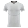 thumbnail image 1 of Xunlbb Short Sleeve for Men Shirts Men's Summer Solid Color Breathable Mesh Elastic Slim Comfortable Sport Casual Short Sleeved Round Neck Shirts Gift for Him, M-4XL, 1 of 5