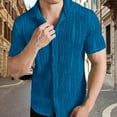 thumbnail image 1 of Xunlbb Short Sleeve for Men Mens Shirt Fashionable Men's Solid Color Striped Texture Short Sleeved Casual Shirt on, S-3XL, 1 of 6