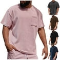 thumbnail image 1 of Xunlbb Short Sleeve for Men Mens Shirt Man Casual Solid-Color Sports Corduroy Pocket Short Sleeve Round-Neck Top T-shirt Blouses Gift for Him, M-2XL, 1 of 8