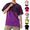 thumbnail image 1 of Xunlbb Short Sleeve for Men Mens Shirt Men's Vintage Solid Color Gradient Casual Short Sleeved Round Neck Shirts Gift for Him, M-3XL, 1 of 5