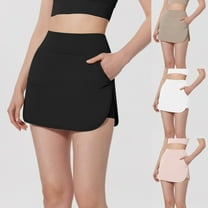 Xunlbb Shorts for Women Culottes for Women Women's Spring/Summer Solid Color Casual Tennis Skirt High Waist Fake Two Piece Sports Skirt Pants S-XL on Clearance