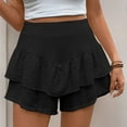 thumbnail image 1 of Xunlbb Shorts for Women,Women Summer Fashion Solid Color Ruffled Pleated Skirt Shorts,Black M, 1 of 7