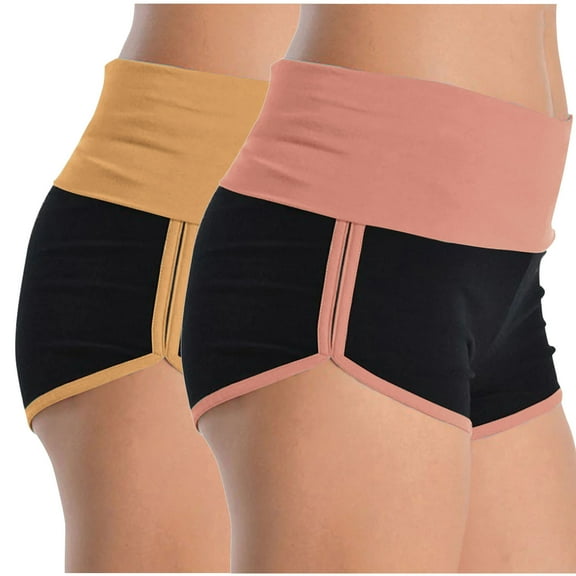 Xunlbb Shorts for Women Womens Workout Gym Shorts Set 2PC Women FashionElastic Waist Summer Solid Casual Outing Shorts Pants S-3XL on Clearance