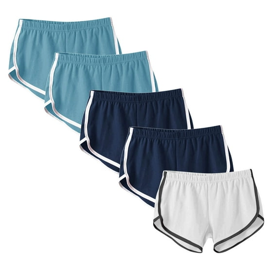 Xunlbb Shorts for Women Womens Workout Gym Shorts Set 5PC Women’s Elastic Waist Summer Solid Casual Outing Shorts Pants S-3XL on Clearance