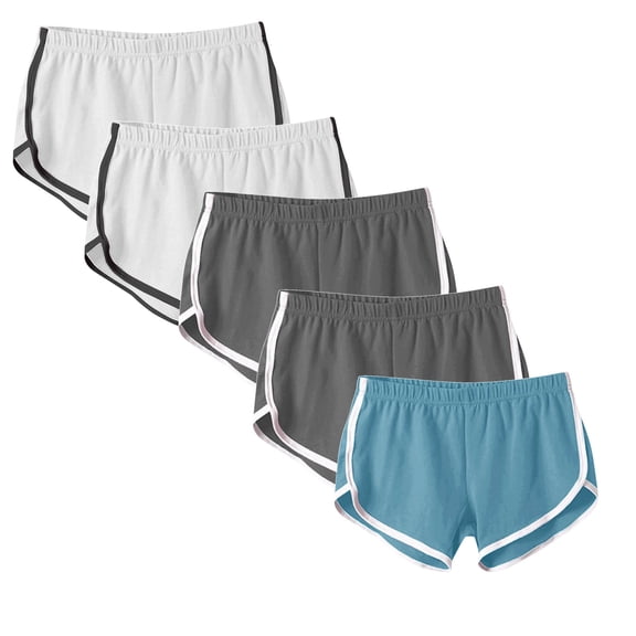 Xunlbb Shorts for Women Womens Workout Gym Shorts Set 5PC Women’s Elastic Waist Summer Solid Casual Outing Shorts Pants S-3XL on Clearance