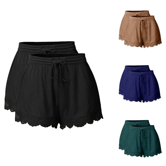 Xunlbb Shorts for Women Workout Shorts 2pc Fashion Women Lace Plus Size Rope Tie Shorts Yoga Sport Pants Leggings Trousers S-5XL on Clearance