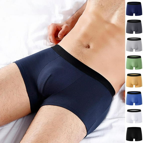 Xunlbb Simple Men's Boxer Briefs Solid Color Underpants Elastic Waist Casual Underpants Breathable Lightweight Summer Underwear Basic Casual Inner Pants Plus Size