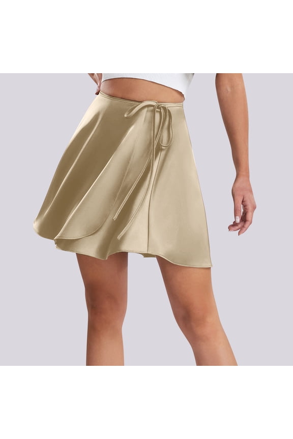 Pleated Skirts for Women, Fall Fashion Women Casual Comfortable Solid Color High Waisted Tie Skirt Gift for Women, Size S-XL