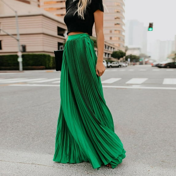 Xunlbb Black Long Skirts for Women, Womens Fashion High Waist Fold Soild Vintage Loose Beach Wrap Maxi Long Skirt Gift for Women, Size S-3XL