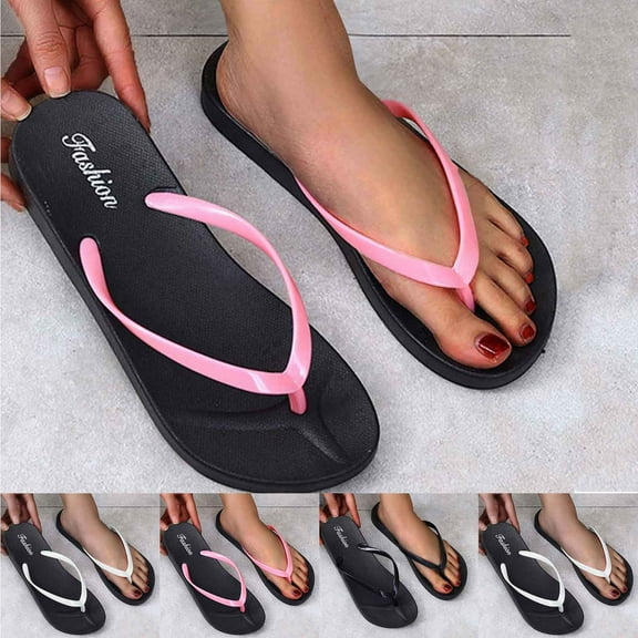 Xunlbb Slim Thong Flip Flops for Women Summer Casual Beach Sandals Lightweight Flat Non-slip Wedge Sandals Summer Vacation Beach Fashion Comfy Daily Footwear