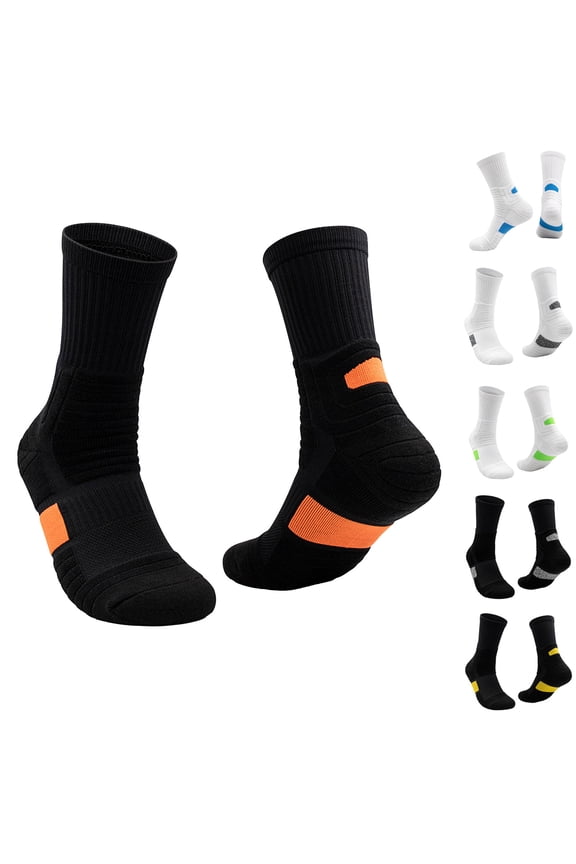 Socks for Women Crew LengthMen's Sport Color Block Comfortable Breathable Thickened Bottom Mid Length Socks