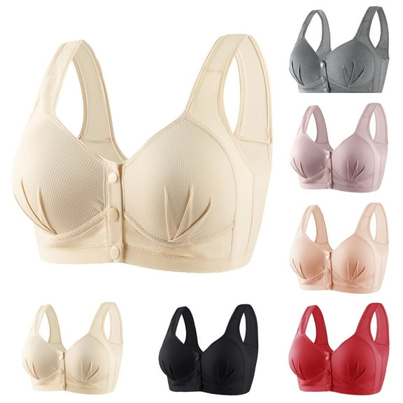 Xunlbb Sports Bras for Women, Women's Plus Size Front Buckle Comfortable Upper Support Gathering Without Steel Ring Thin Underwear Beautiful Back Bra Clearance Under $10