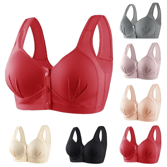 Xunlbb Sports Bras for Women, Women's Plus Size Front Buckle Comfortable Upper Support Gathering Without Steel Ring Thin Underwear Beautiful Back Bra Clearance Under $10
