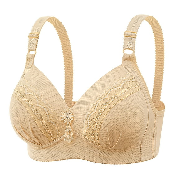 Xunlbb Sports Bras for Women Plus Size,Women's Non Steel Ring Style Printed Gathered Middle Button Breathable Underwear Daily Bra M Gift for Women