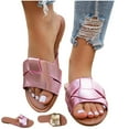 thumbnail image 1 of Xunlbb Summer Beach Sandals for Women Flat Slip-on Sandal Bowknot Slides Waterproof Shower Shoes Indoor Outdoor Womens Sandals Easy to Wear Summer Fashion Holiday Free Size, 1 of 9